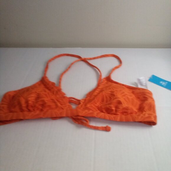 Cupshe Bikini Top Women XL Padded Cups Textured Scallop Trim Orange - Picture 2 of 13